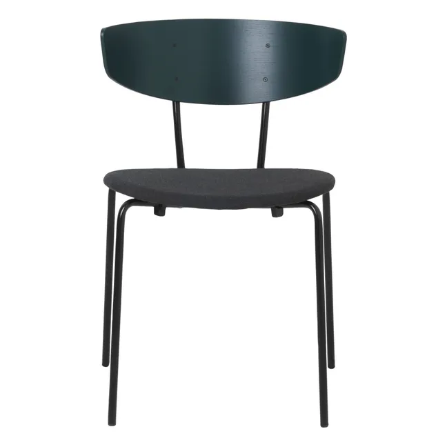 Chaise tapissée Herman en bois et métal | Vert foncé