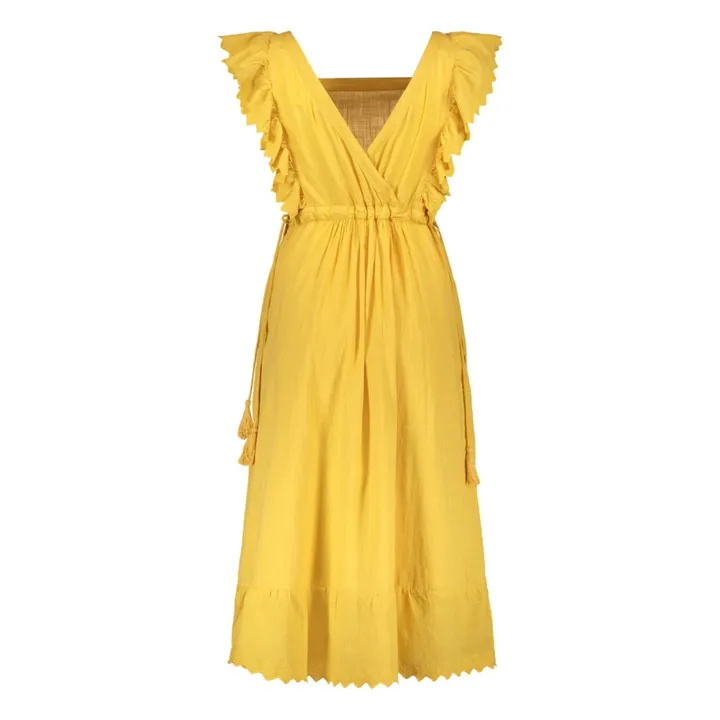 Royal Ruffle Embroidered Maxi Dress | Ochre- Product image n°5