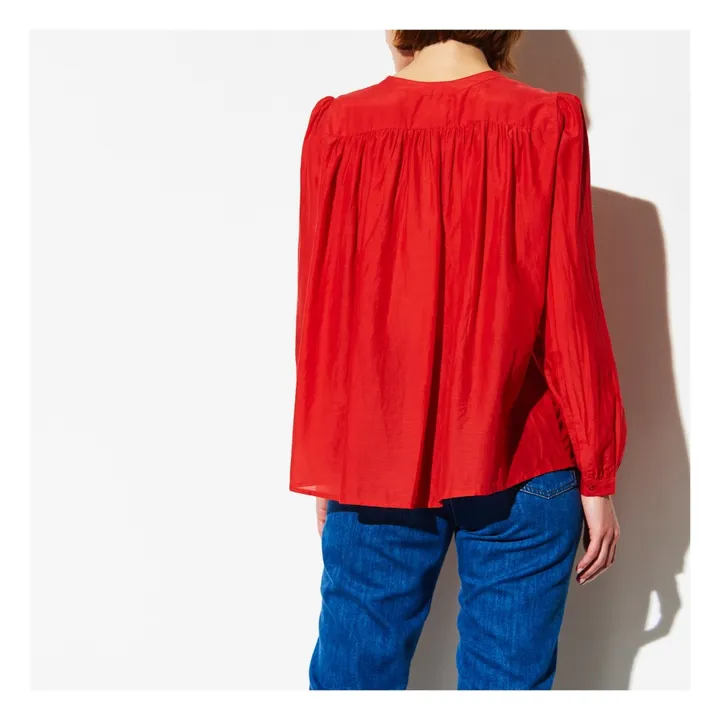 Bluse aus Baumwolle und Seide Risotto  | Rot- Produktbild Nr. 4