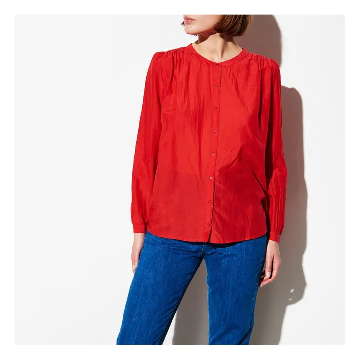Bluse aus Baumwolle und Seide Risotto  | Rot- Produktbild Nr. 1