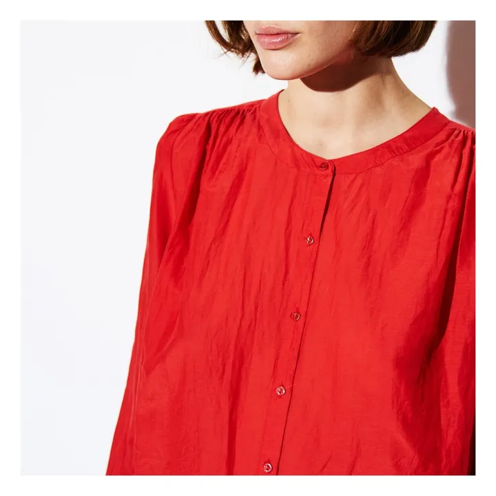Bluse aus Baumwolle und Seide Risotto  | Rot- Produktbild Nr. 5