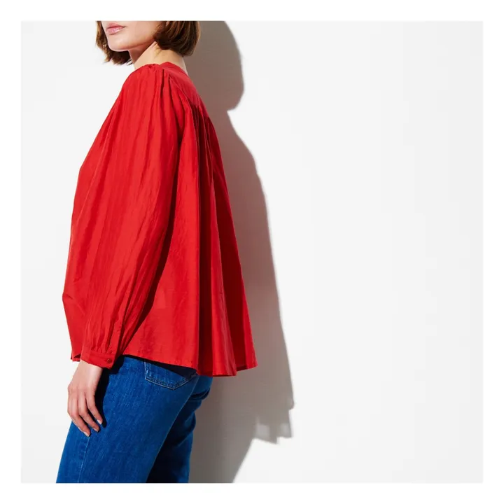 Bluse aus Baumwolle und Seide Risotto  | Rot- Produktbild Nr. 3