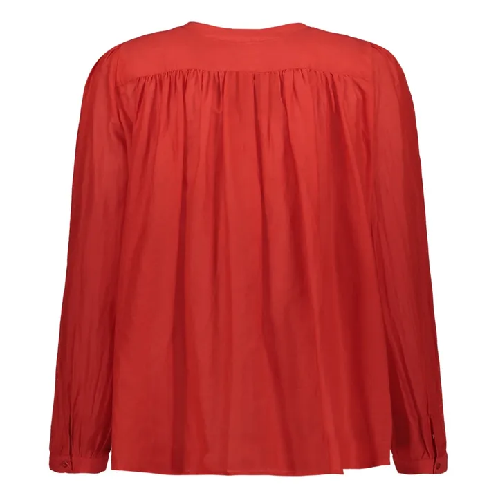 Bluse aus Baumwolle und Seide Risotto  | Rot- Produktbild Nr. 2