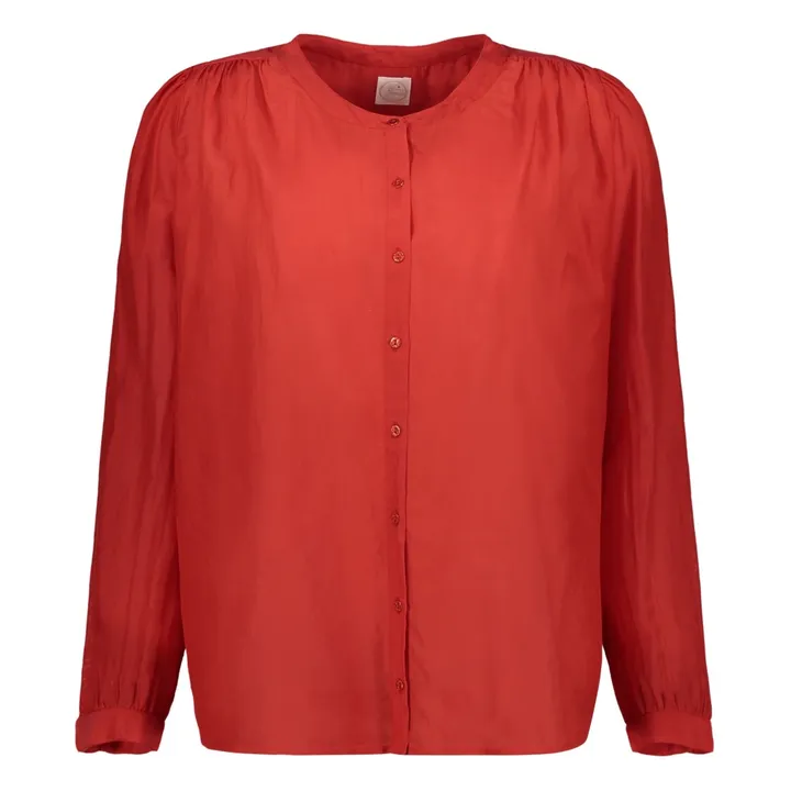 Bluse aus Baumwolle und Seide Risotto  | Rot- Produktbild Nr. 0
