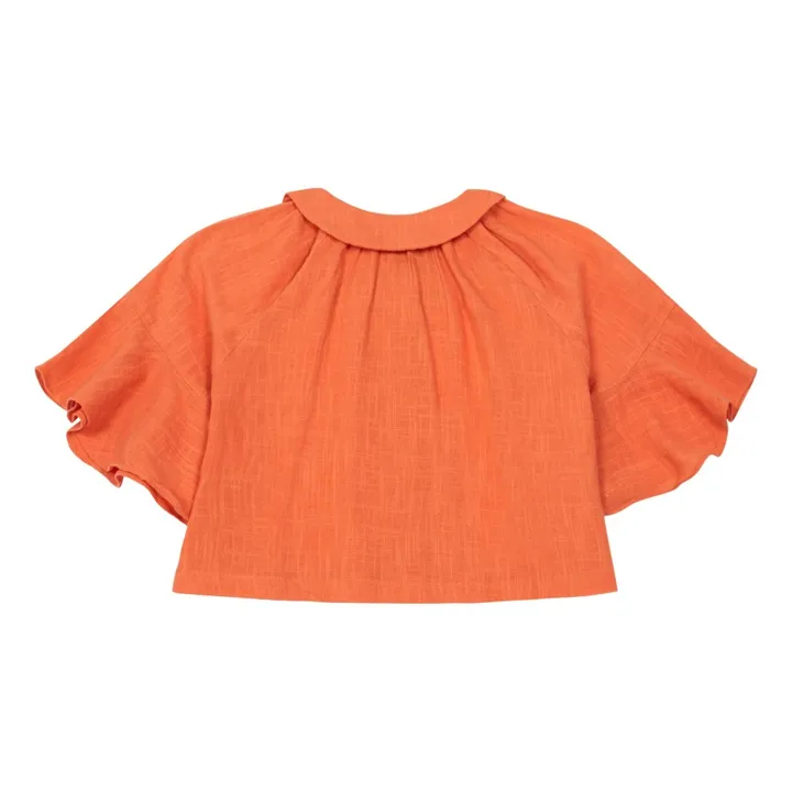 Mika Organic Cotton Buttoned Blouse | Coral- Product image n°2