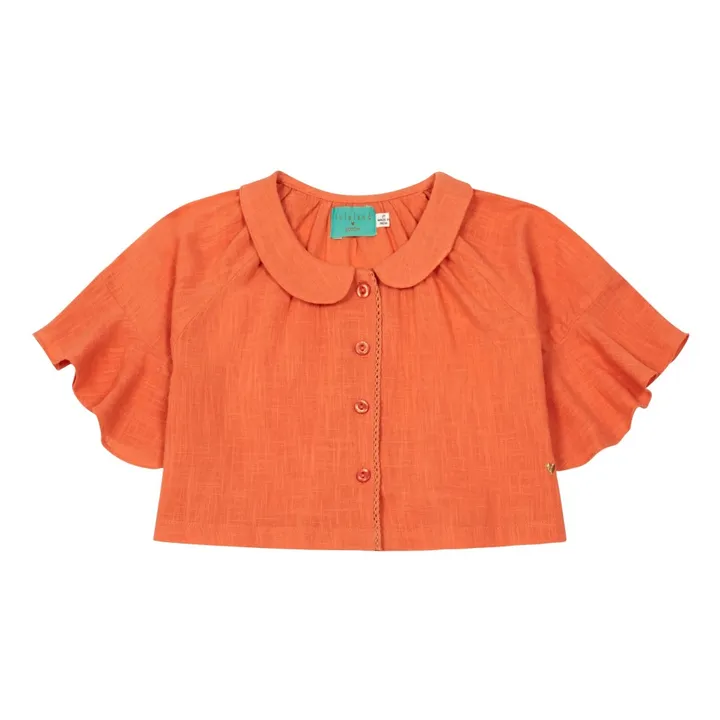 Mika Organic Cotton Buttoned Blouse | Coral- Product image n°0