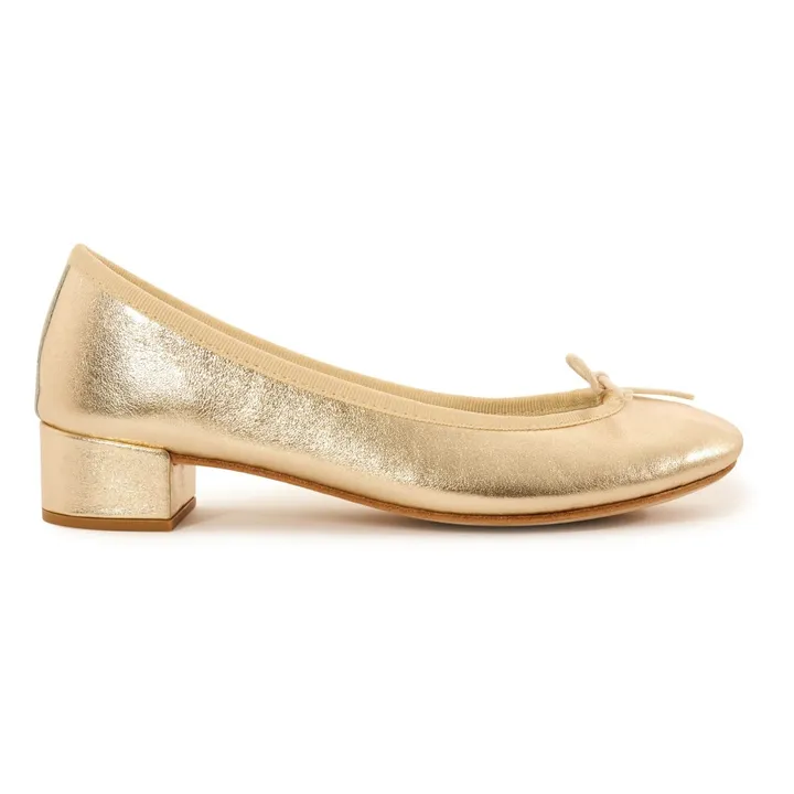 Camille Metallic Calf Leather High Heel Ballerinas | Gold- Product image n°0