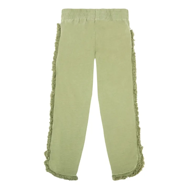 Tallulah Fringed Recycled Cotton Jogging Bottoms | Almond green- Product image n°1