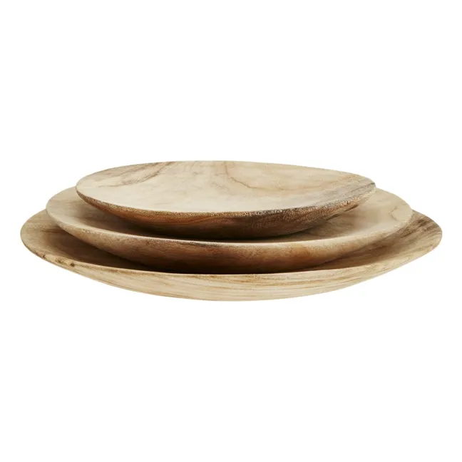 Assiettes rondes en bois - Set de 3