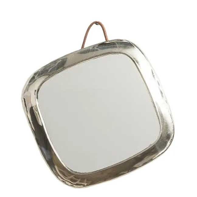 Specchio in Maillechort quadrato arrotondato