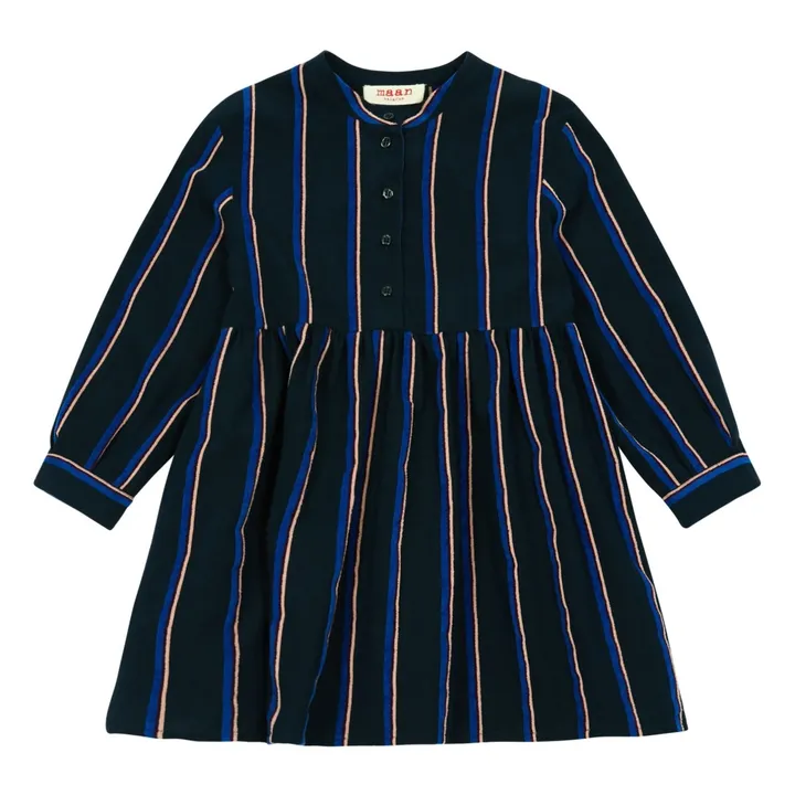 Sister Striped Velvet Dress | Midnight blue- Product image n°0