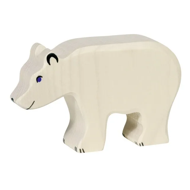 Figurine en bois ours polaire mangeant