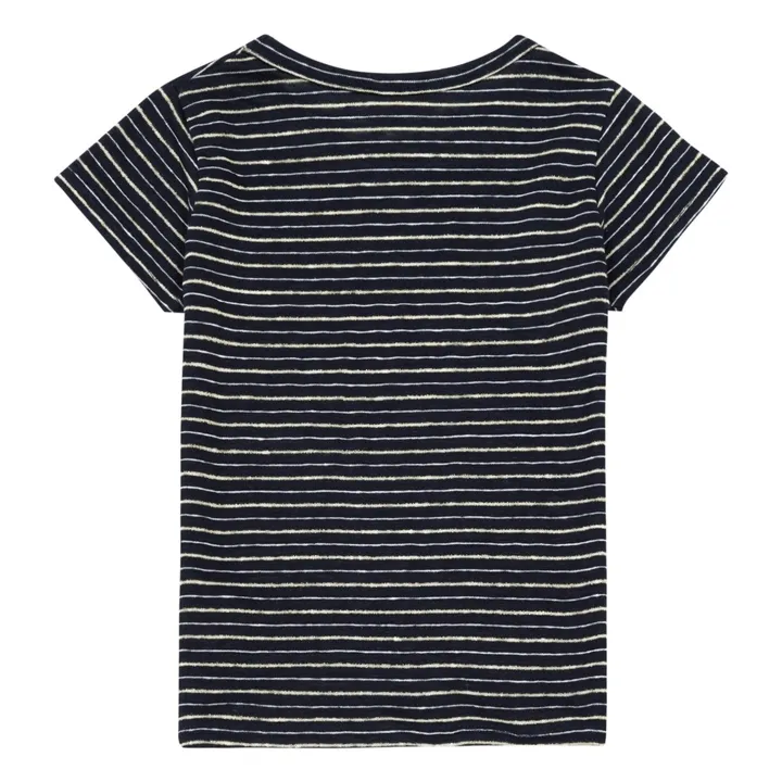 Gestreiftes T-Shirt aus Leinen Lurex Trésor  | Navy- Produktbild Nr. 2