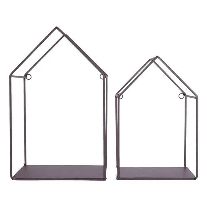 Home-shaped Sheves - Set of 2   | Black- Product image n°0