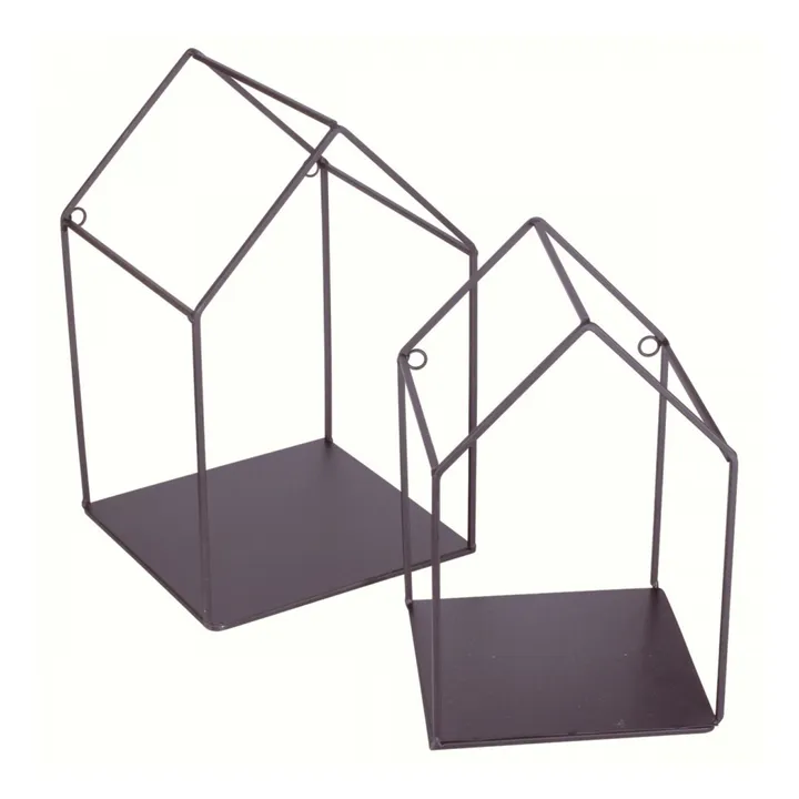 Home-shaped Sheves - Set of 2   | Black- Product image n°1