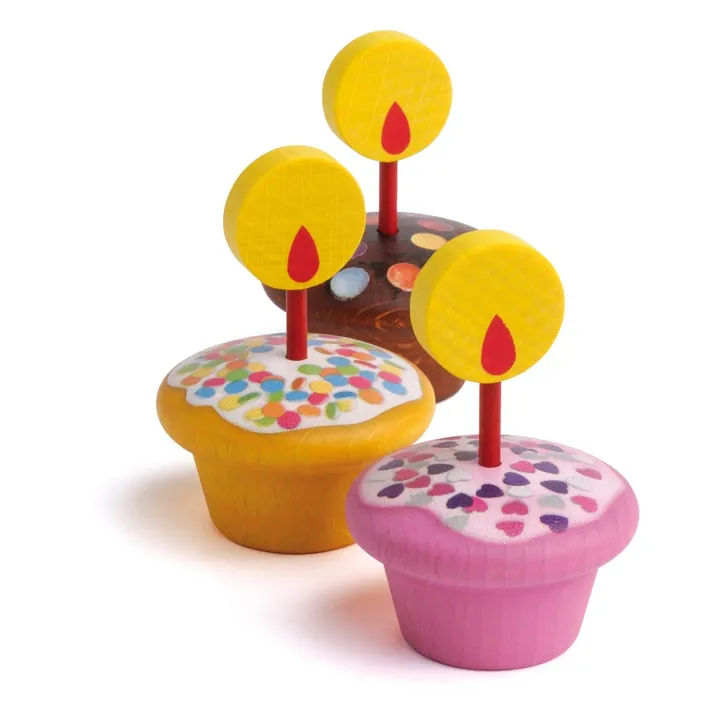 Muffins en bois avec bougies - Set de 3- Image produit n°0