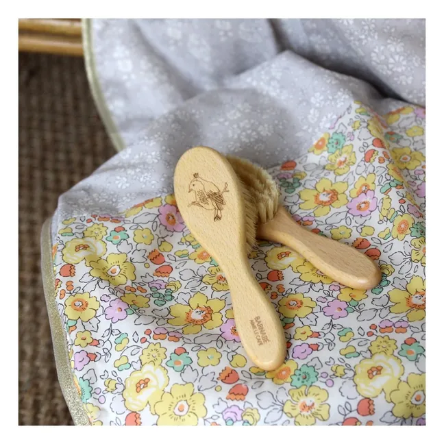 Brosse à cheveux oiseau en hêtre et poils de soie