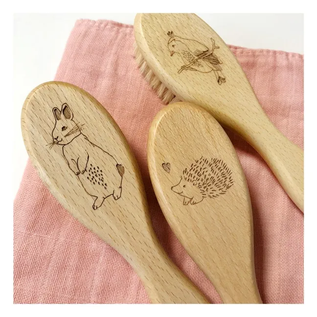 Haarbürste aus Buche und Seidenborsten Igel