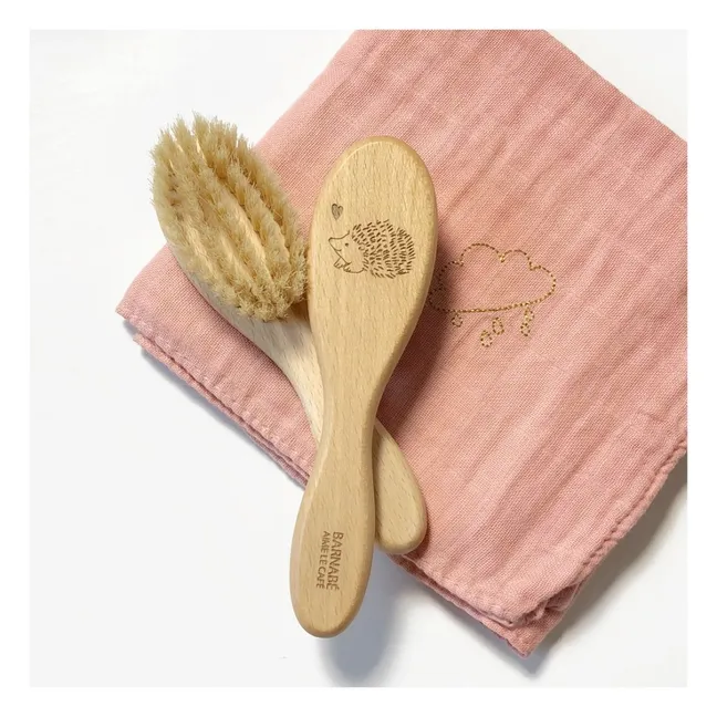 Brosse à cheveux hérisson en hêtre et poils de soie