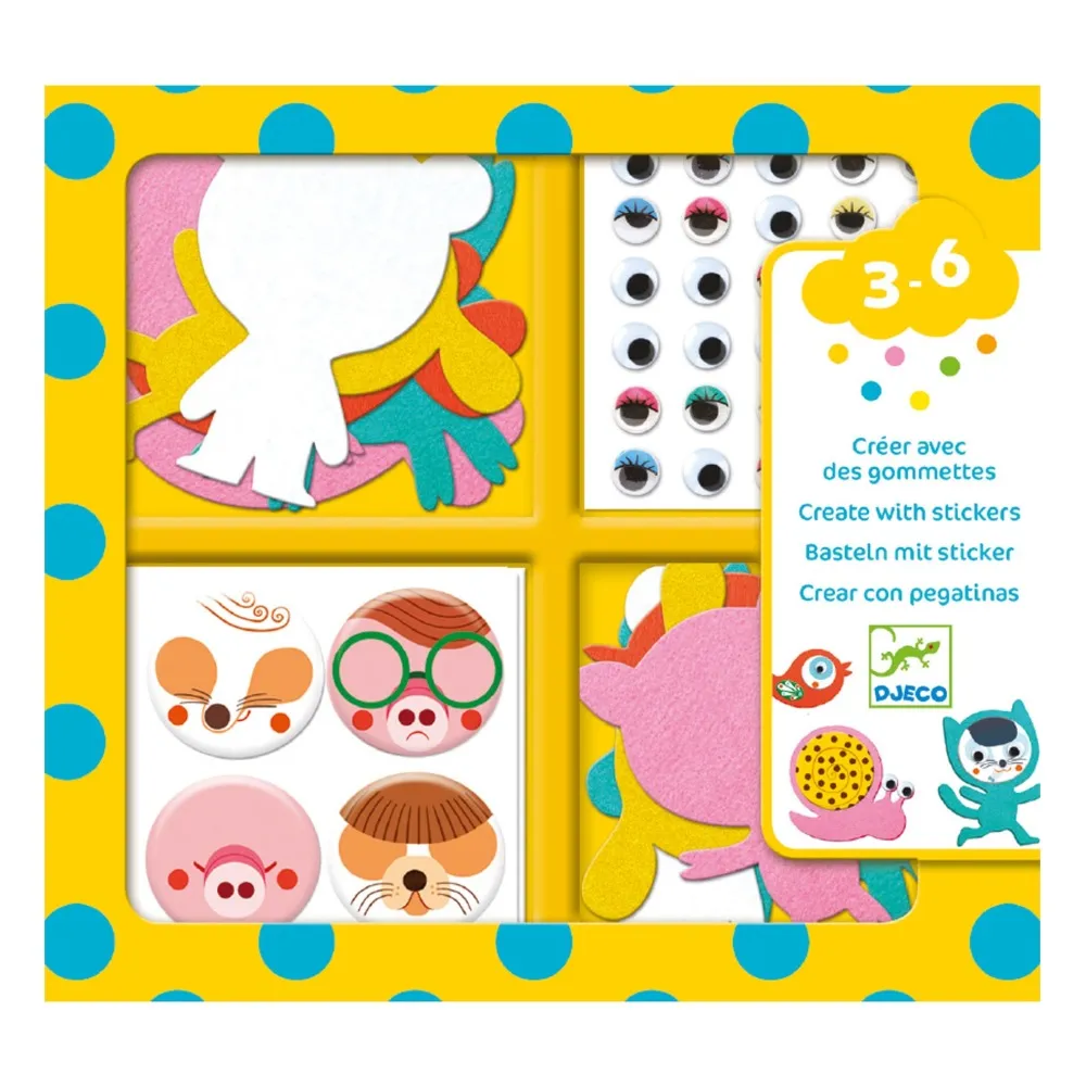 Djeco Multicoloured I Love Animals Stickers
