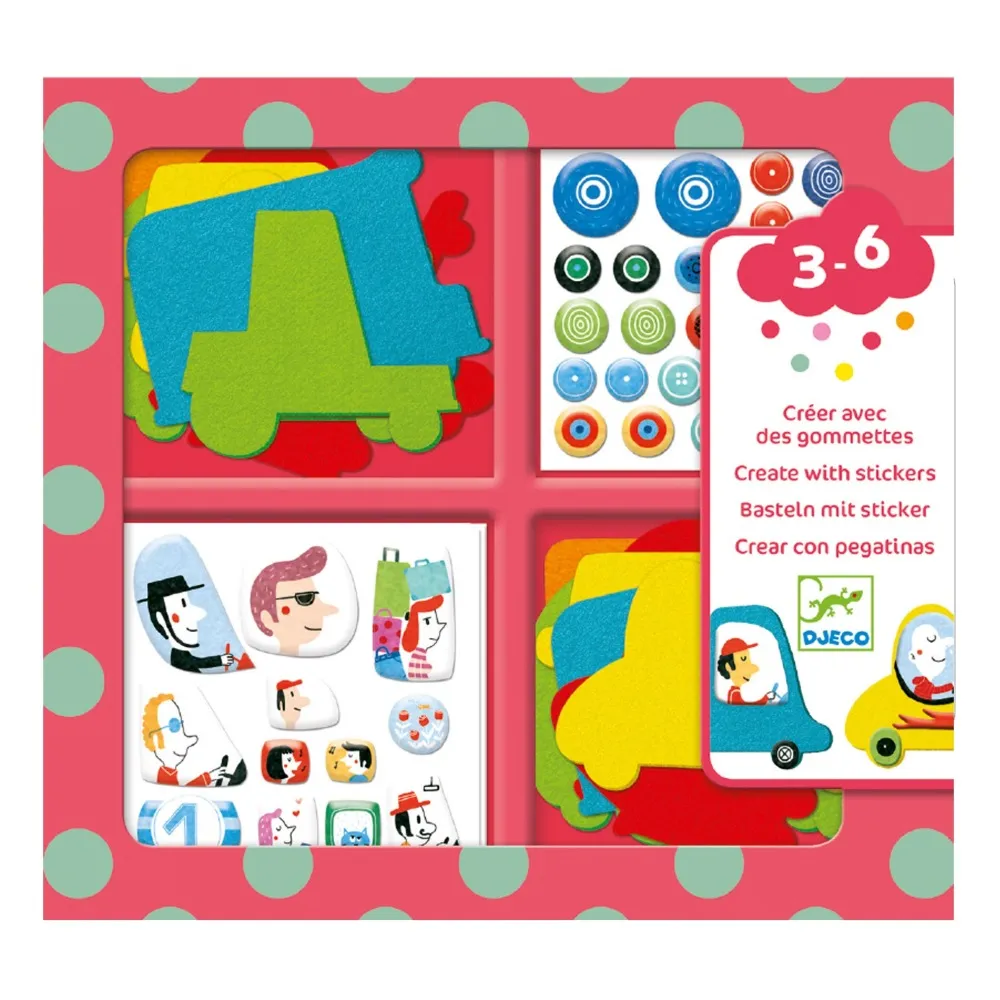 Djeco Multicoloured I Love Cars Stickers