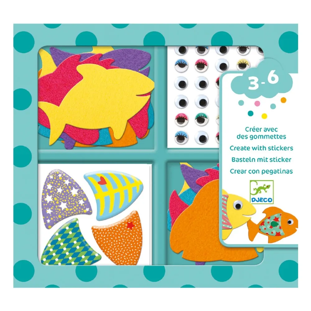 Djeco Multicoloured I Love Fishes Stickers