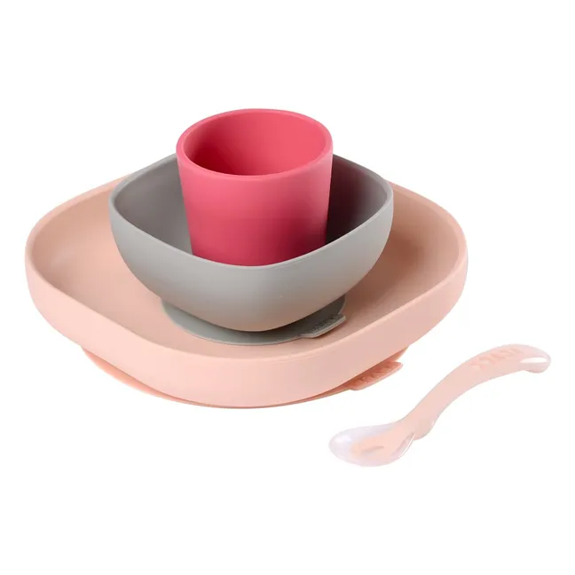 Juego vajilla silicona 4 piezas | Rosa Pálido