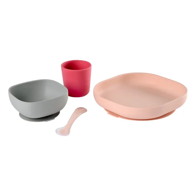 Juego vajilla silicona 4 piezas | Rosa Pálido