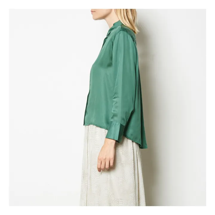 Camicia di Seta Samantha | Verde foresta- Immagine del prodotto n°3