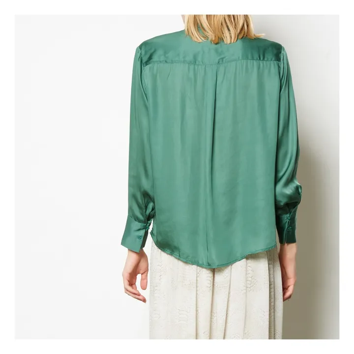 Camicia di Seta Samantha | Verde foresta- Immagine del prodotto n°4