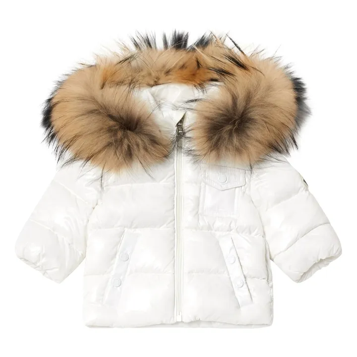 Moncler K2 Fur Down Jacket Ecru Smallable