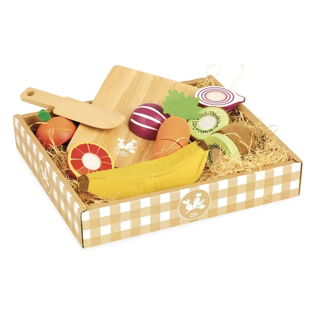 Früchte und Gemüse aus Holz - 7-teilig 