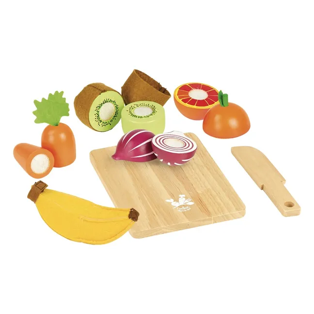 Früchte und Gemüse aus Holz - 7-teilig 