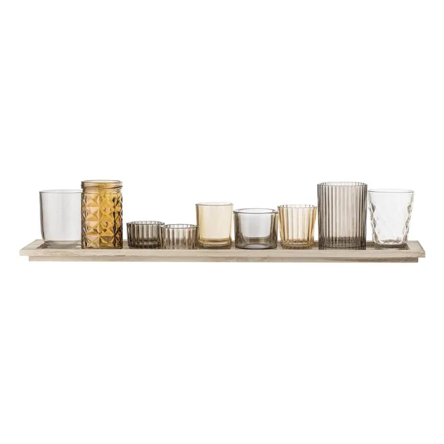 Rectangular plate and candle holders - Set of 9 