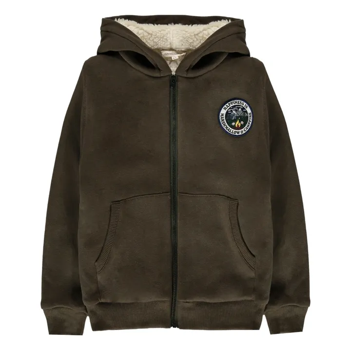 Campfire Fur Lined Zip-Up Sweatshirt | Khaki- Product image n°0