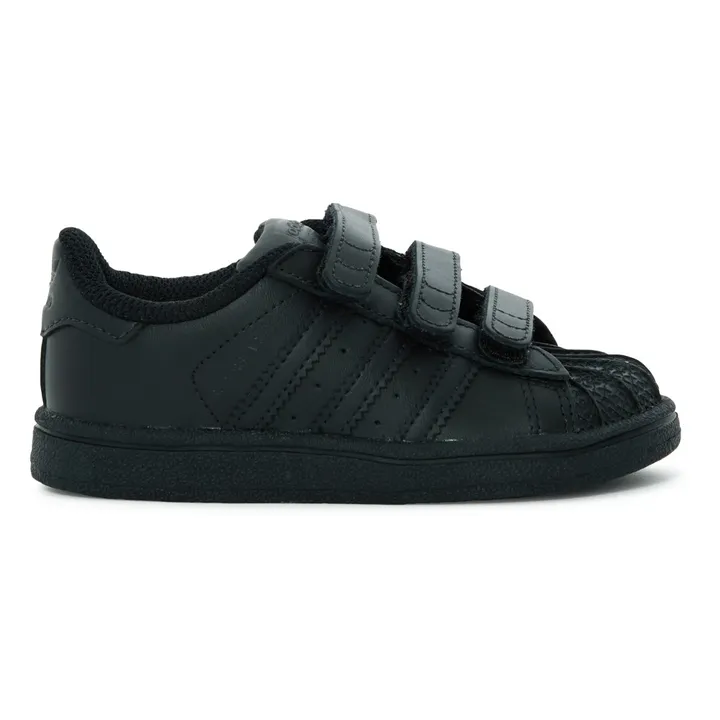 Adidas Zapatillas Velcro Cuero Liso Superstar Negro Smallable
