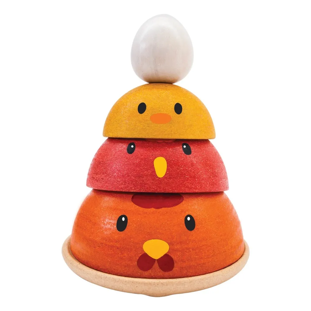 Plan Toys Multicoloured Piling-Up Wooden Chicken