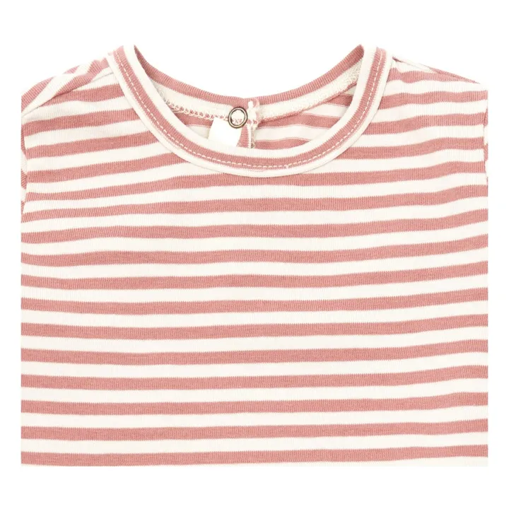 T-Shirt Rayé Manches Froncées | Rose- Image produit n°1