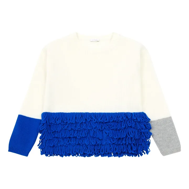 Pullover mit Franzen Colorblock  | Königsblau- Produktbild Nr. 0