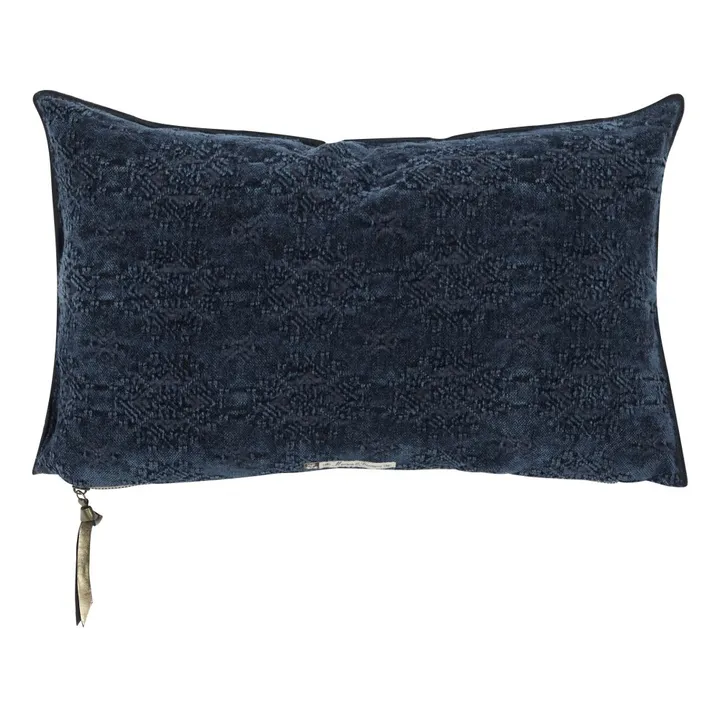 Coussin vice versa Jacquard Kilim | Bleu nuit- Image produit n°0