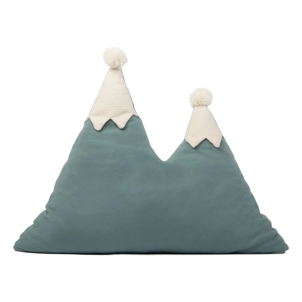 Coussin Montagnes enneigées en coton bio 40x50 cm | Vert- Image produit n°0