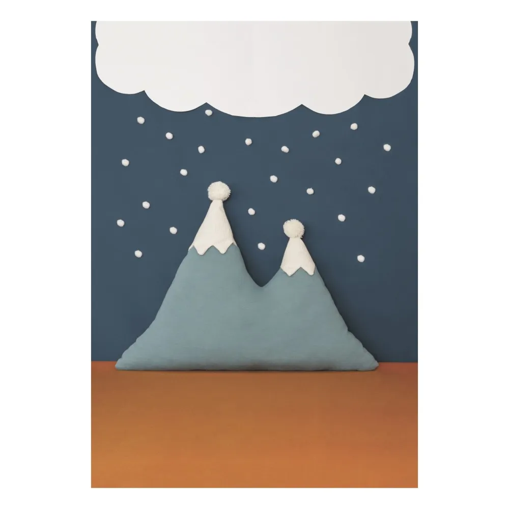 Coussin Montagnes enneigées en coton bio 40x50 cm | Vert- Image produit n°1