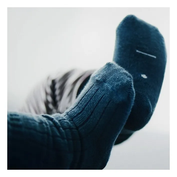 Chaussettes Long Ribbed Coton Bio | Bleu gris- Image produit n°1