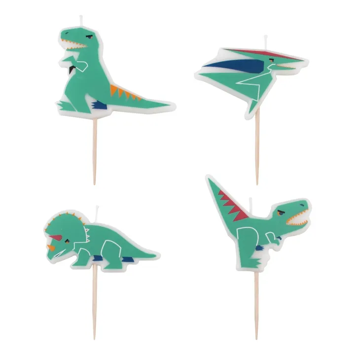 Bougies dinosaure - Lot de 4 | Vert- Image produit n°0