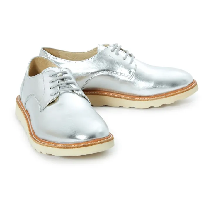 Reggie Leather Derby Shoes | Silver- Product image n°1