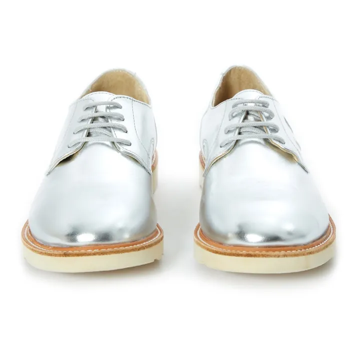 Reggie Leather Derby Shoes | Silver- Product image n°3