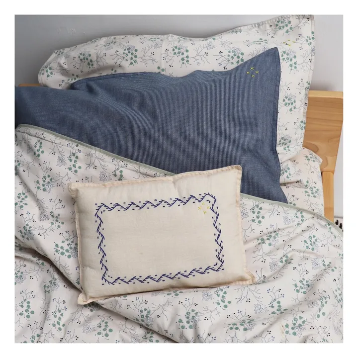 Funda de almohada Minako Floral de algodón | Azul- Imagen del producto n°2