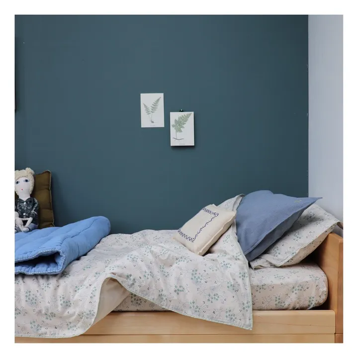 Funda de almohada Minako Floral de algodón | Azul- Imagen del producto n°3