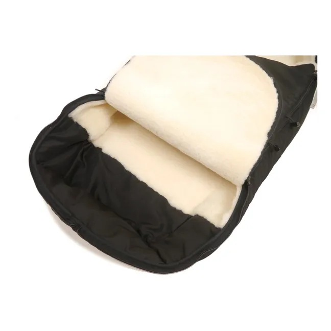 Chancelière en peau d'agneau blanche Premium  | Noir