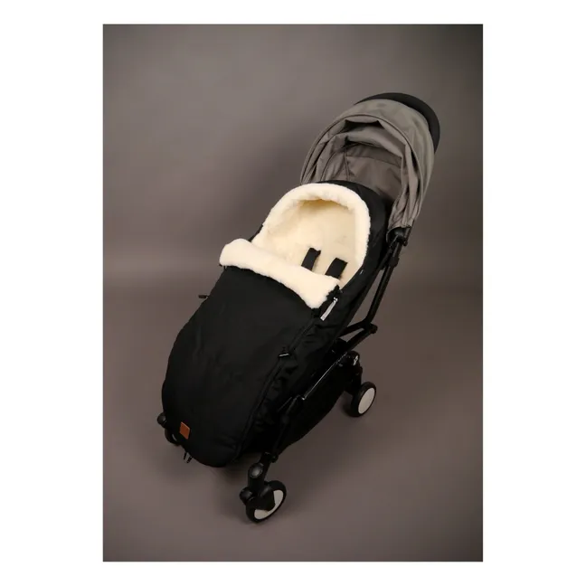 Chancelière en peau d'agneau blanche Premium  | Noir